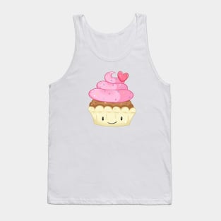 Happy Cupcake Pink Heart Smiley Face Tank Top